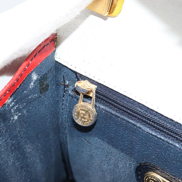 FENDI Hand Bag Leather White Auth 75458