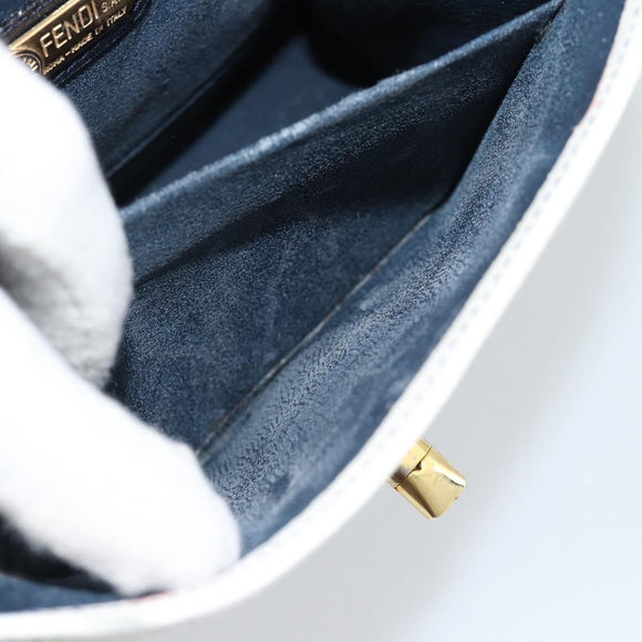 FENDI Hand Bag Leather White Auth 75458