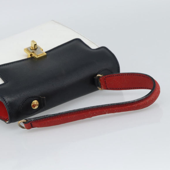 FENDI Hand Bag Leather White Auth 75458