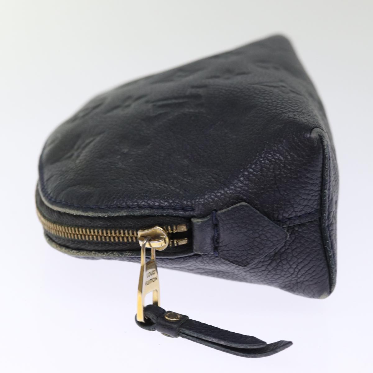 LOUIS VUITTON Empreinte Pochette Cosmetic PM Pouch Navy M69413 LV Auth 75459