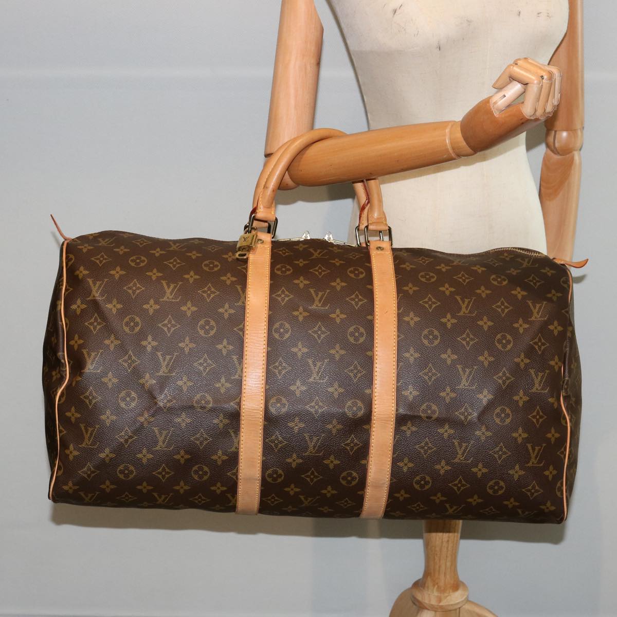 LOUIS VUITTON Monogram Keepall 55 Boston Bag M41424 LV Auth 75490