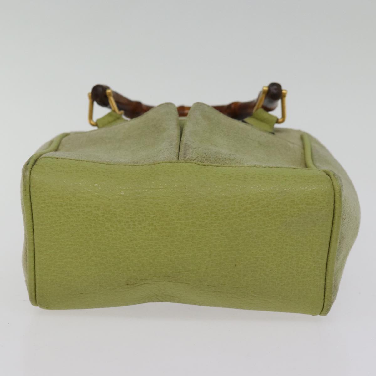 GUCCI Bamboo Hand Bag Suede 2way Green 007 2214 0238 Auth 75507