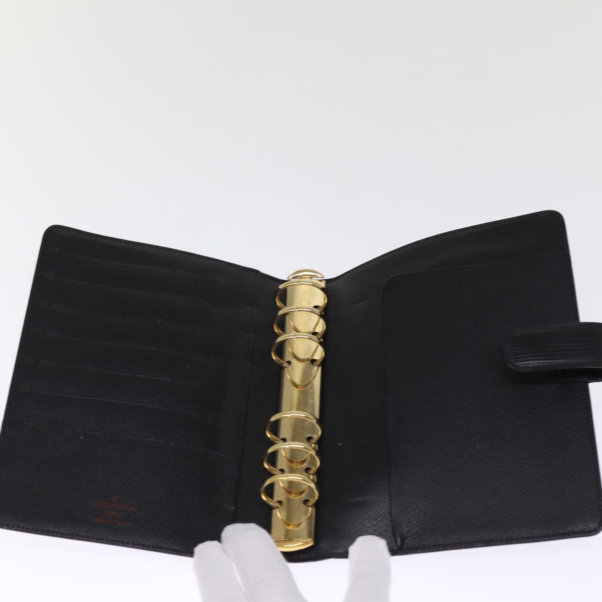 LOUIS VUITTON Epi Agenda MM Day Planner Cover Black R20042 LV Auth 75520