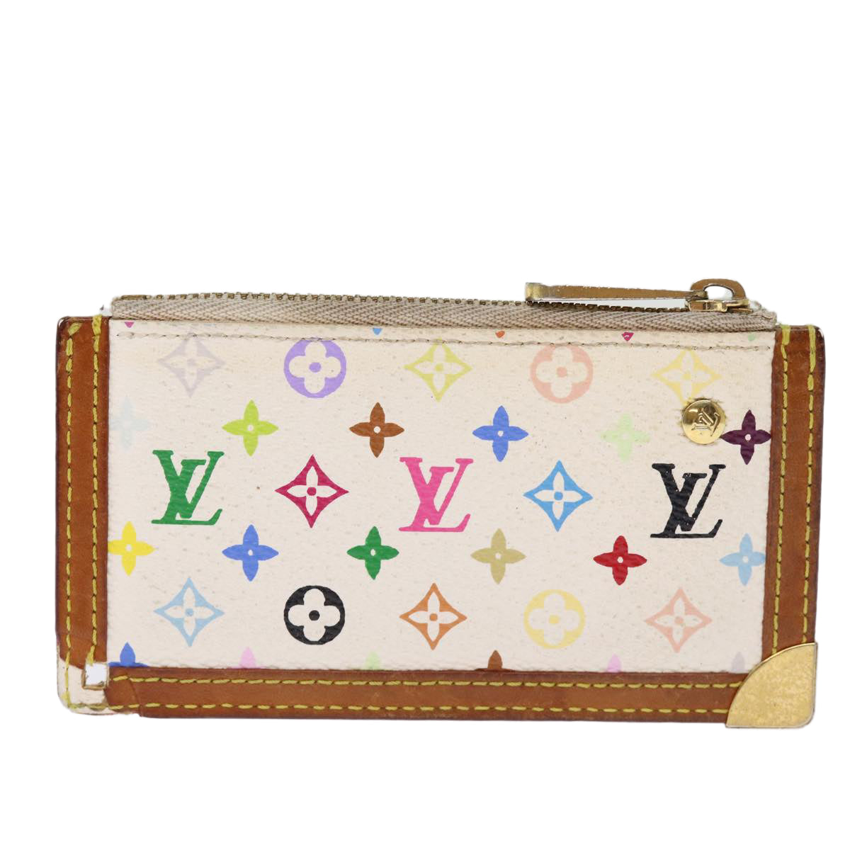 LOUIS VUITTON Monogram Multicolor Pochette Cles Purse White M92655 Auth 75531 - 0