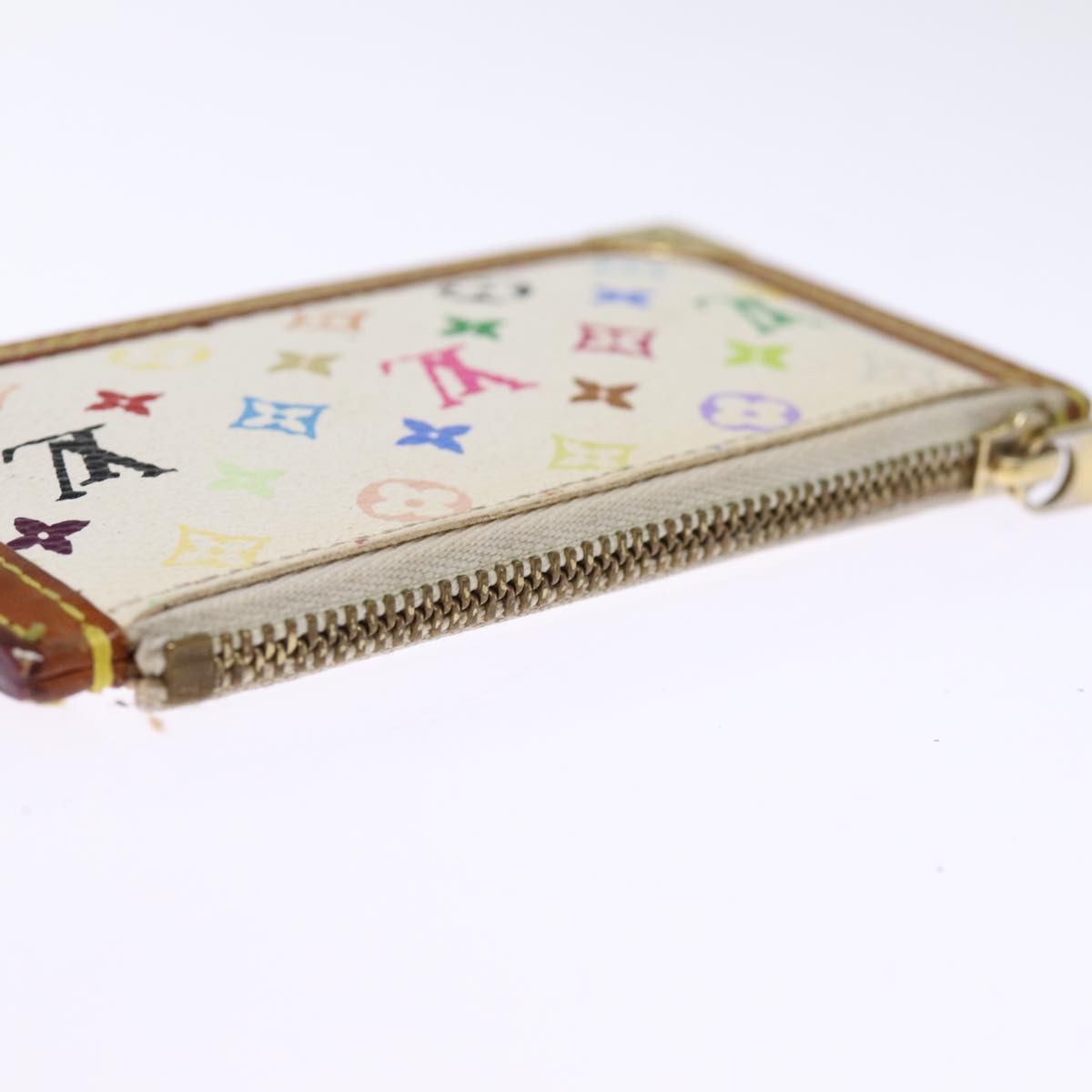 LOUIS VUITTON Monogram Multicolor Pochette Cles Purse White M92655 Auth 75531