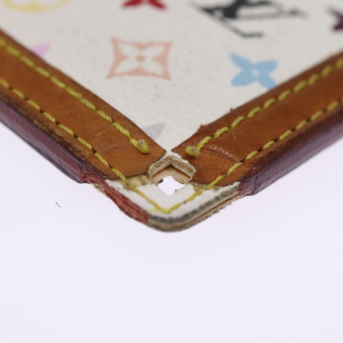 LOUIS VUITTON Monogram Multicolor Pochette Cles Purse White M92655 Auth 75531