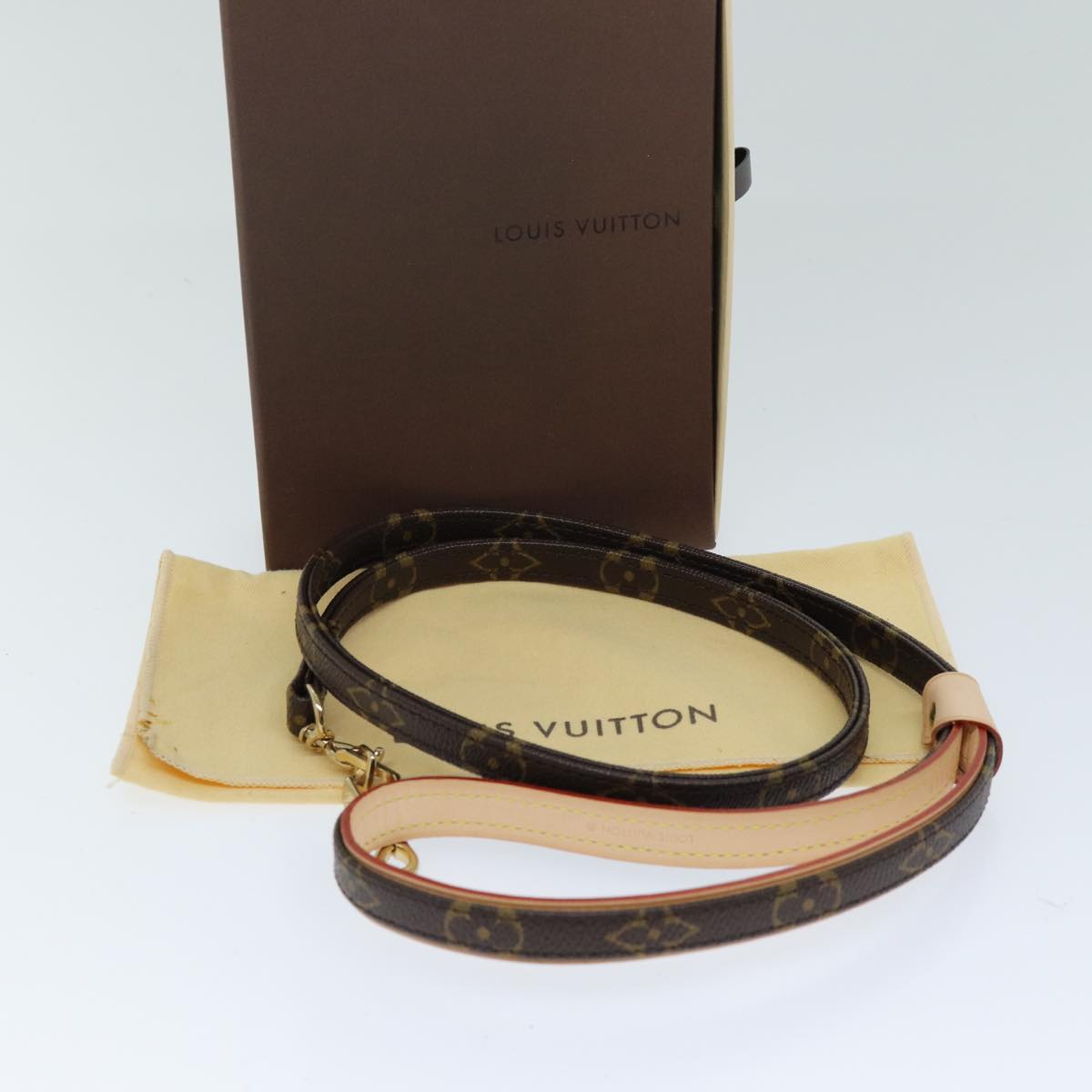 LOUIS VUITTON Monogram Less Baxter MM Dog Leash M58056 LV Auth 75533