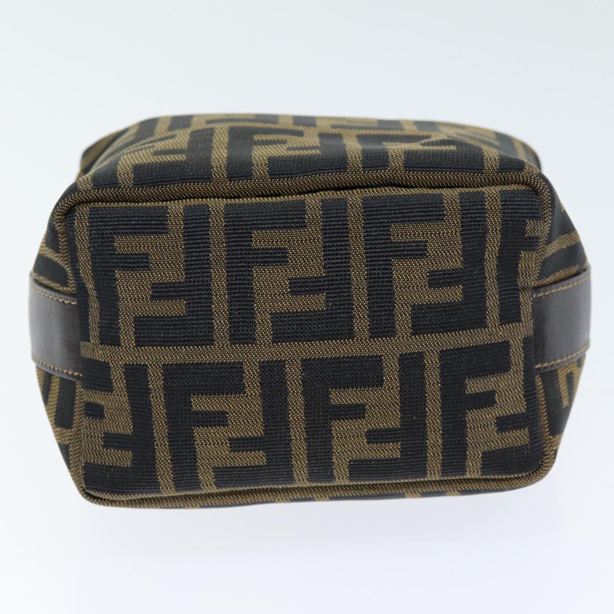 FENDI Zucca Canvas Vanity Cosmetic Pouch Brown Black Auth 75565