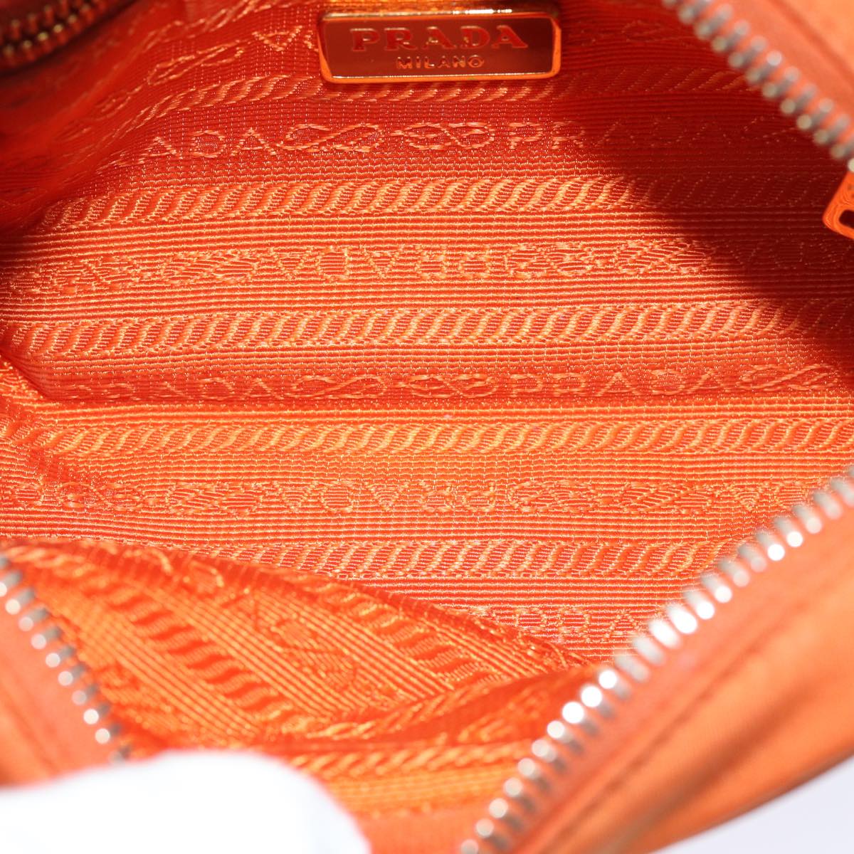 PRADA Pouch Nylon Orange Auth 75571