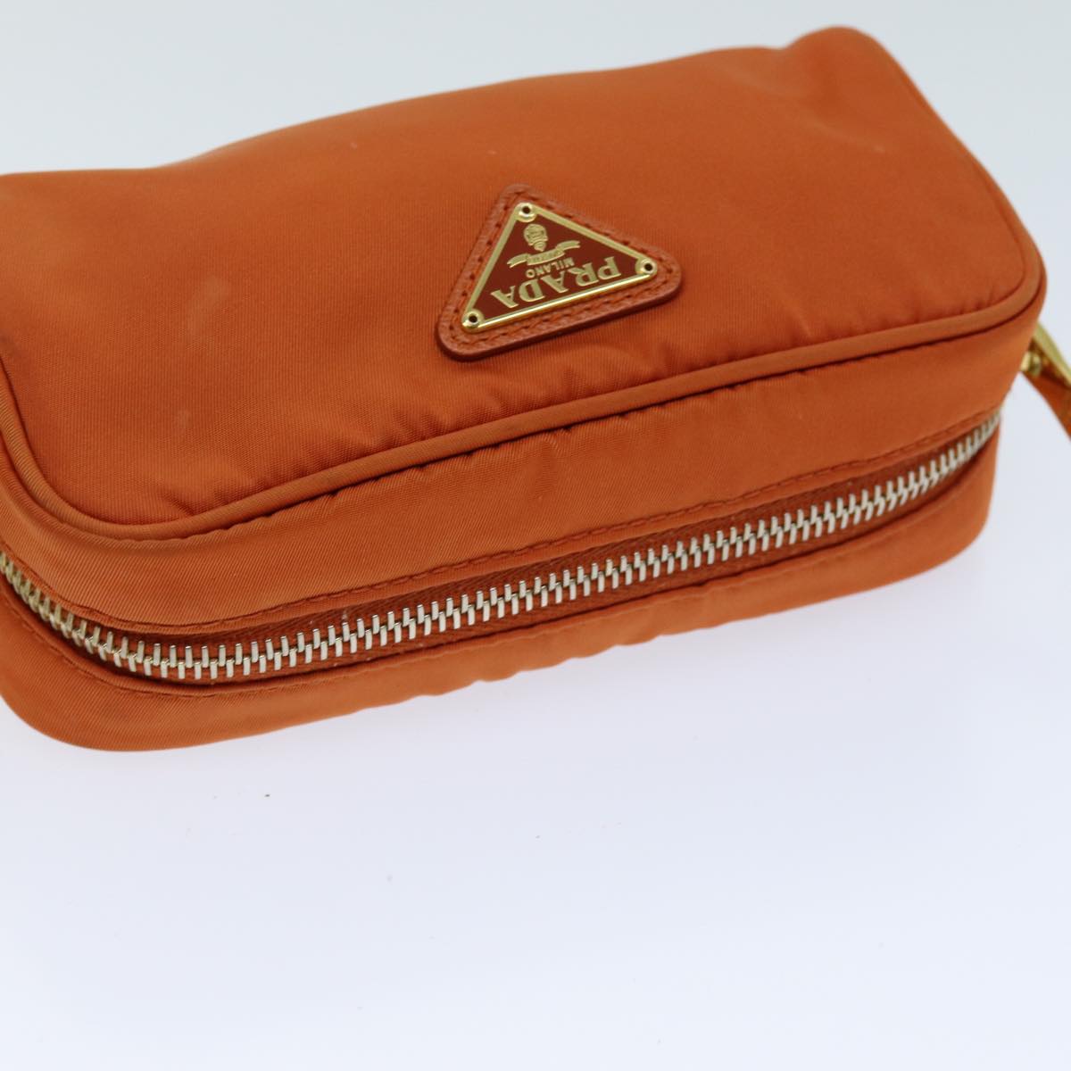 PRADA Pouch Nylon Orange Auth 75571