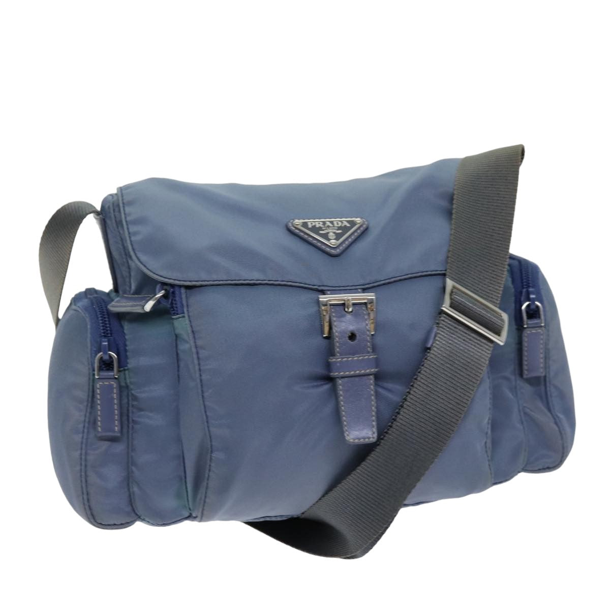 PRADA Shoulder Bag Nylon Blue Auth 75575