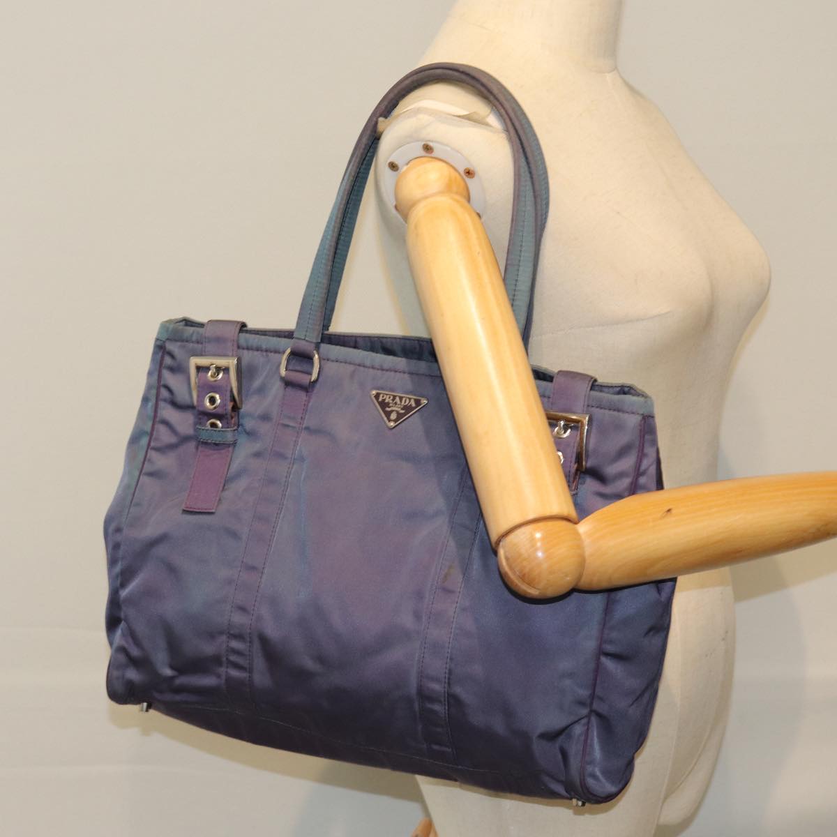 PRADA Tote Bag Nylon Purple Auth 75586