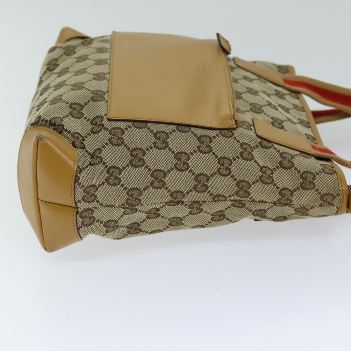 GUCCI GG Canvas Sherry Line Tote Bag Beige Red Brown 019 0402 Auth 75588