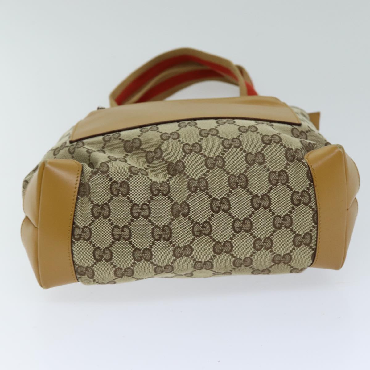 GUCCI GG Canvas Sherry Line Tote Bag Beige Red Brown 019 0402 Auth 75588