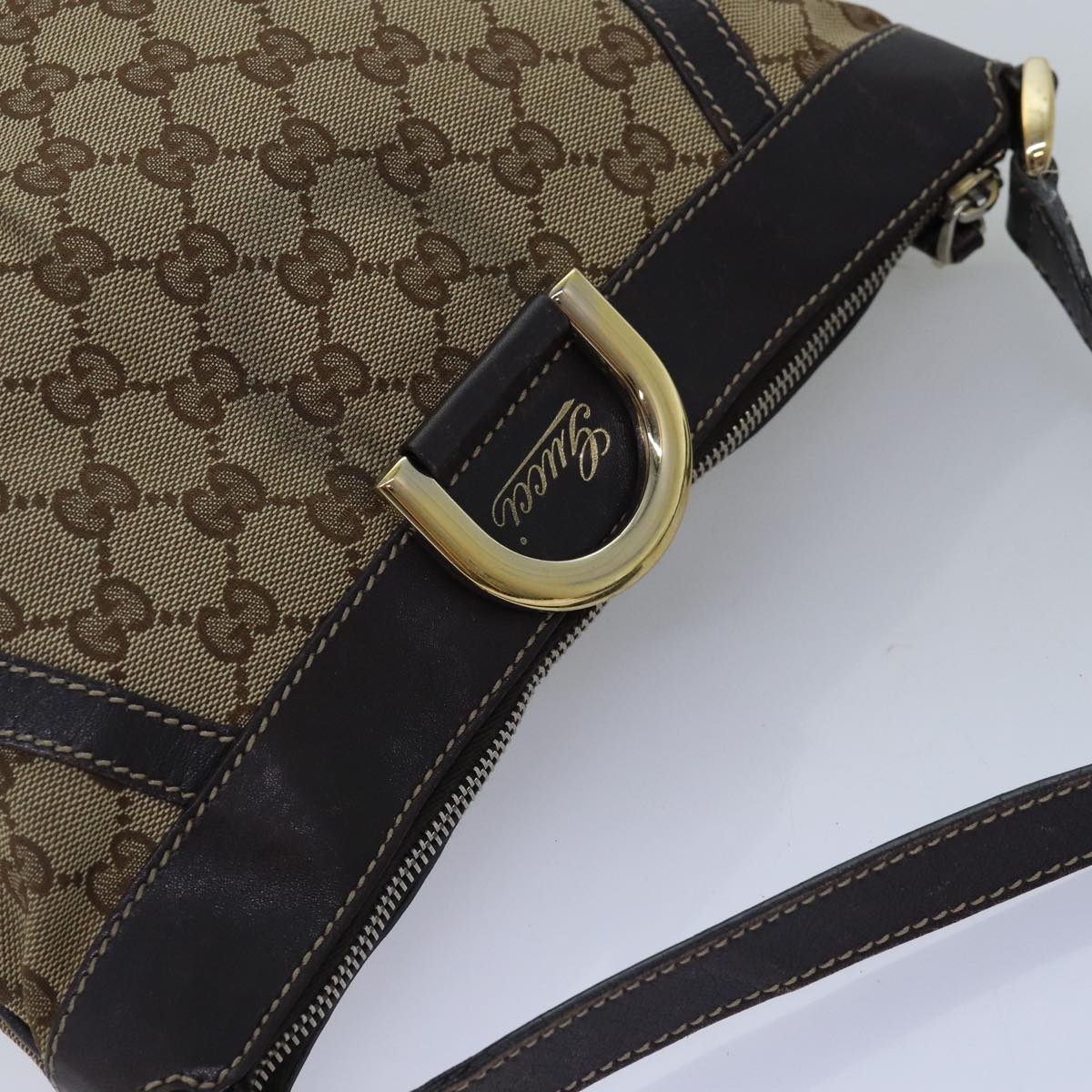 GUCCI GG Canvas Shoulder Bag Beige 203257 Auth 75598