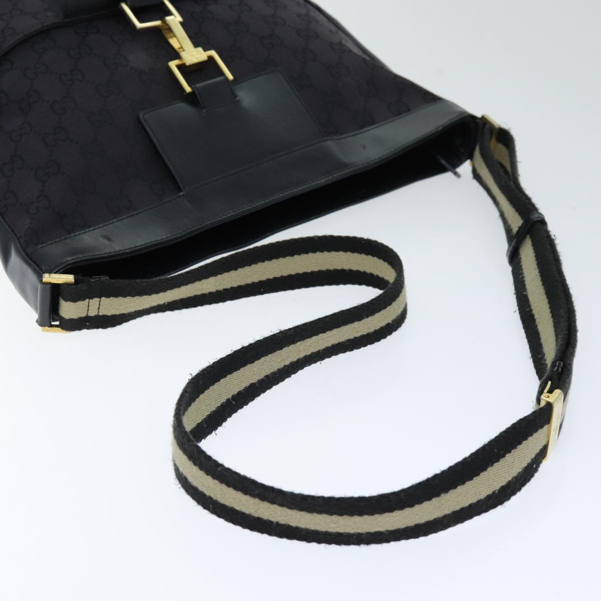 GUCCI GG Canvas Shoulder Bag Black White 001 4094 Auth 75600