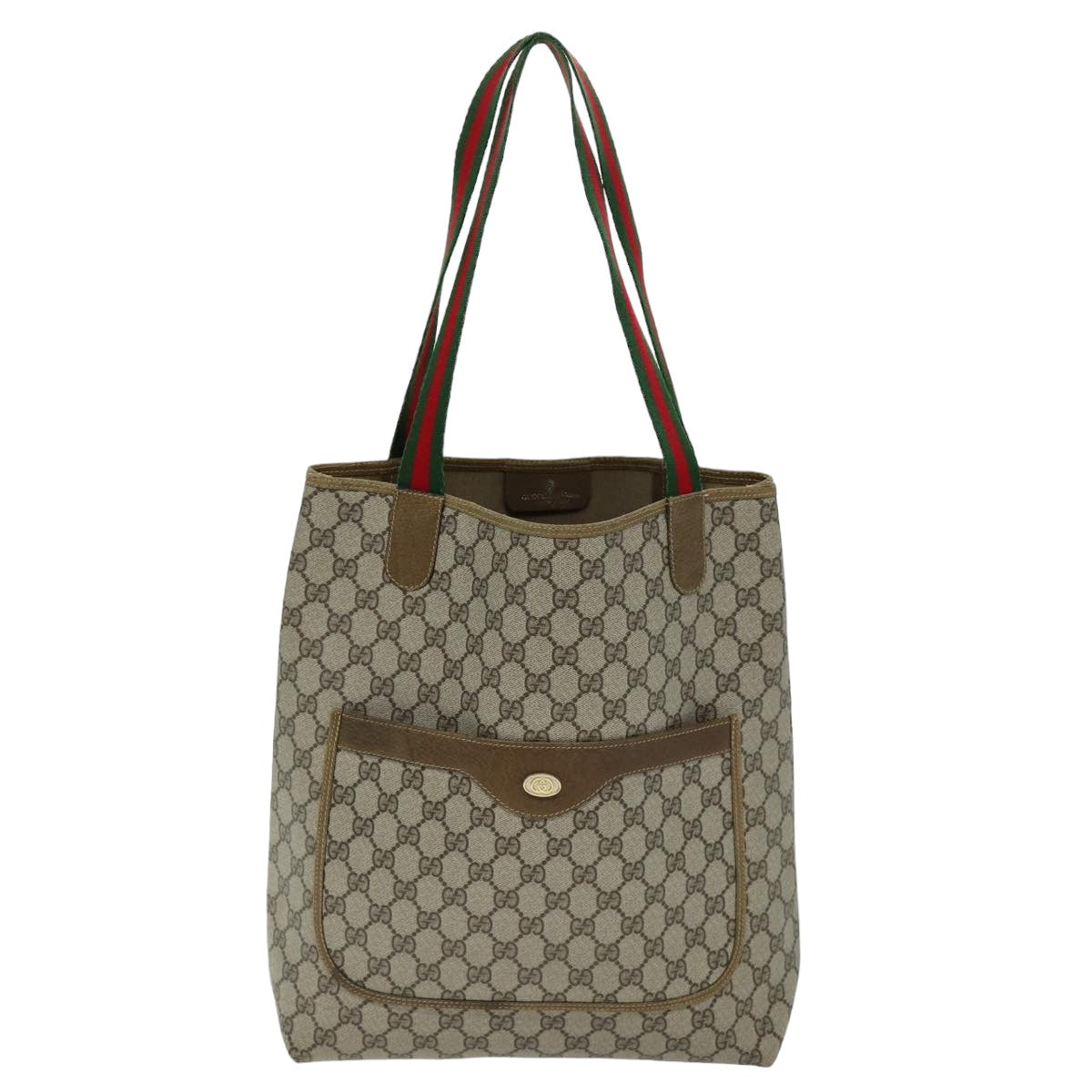 GUCCI GG Supreme Web Sherry Line Tote Bag PVC Red Beige 002 23 4487 Auth 75601