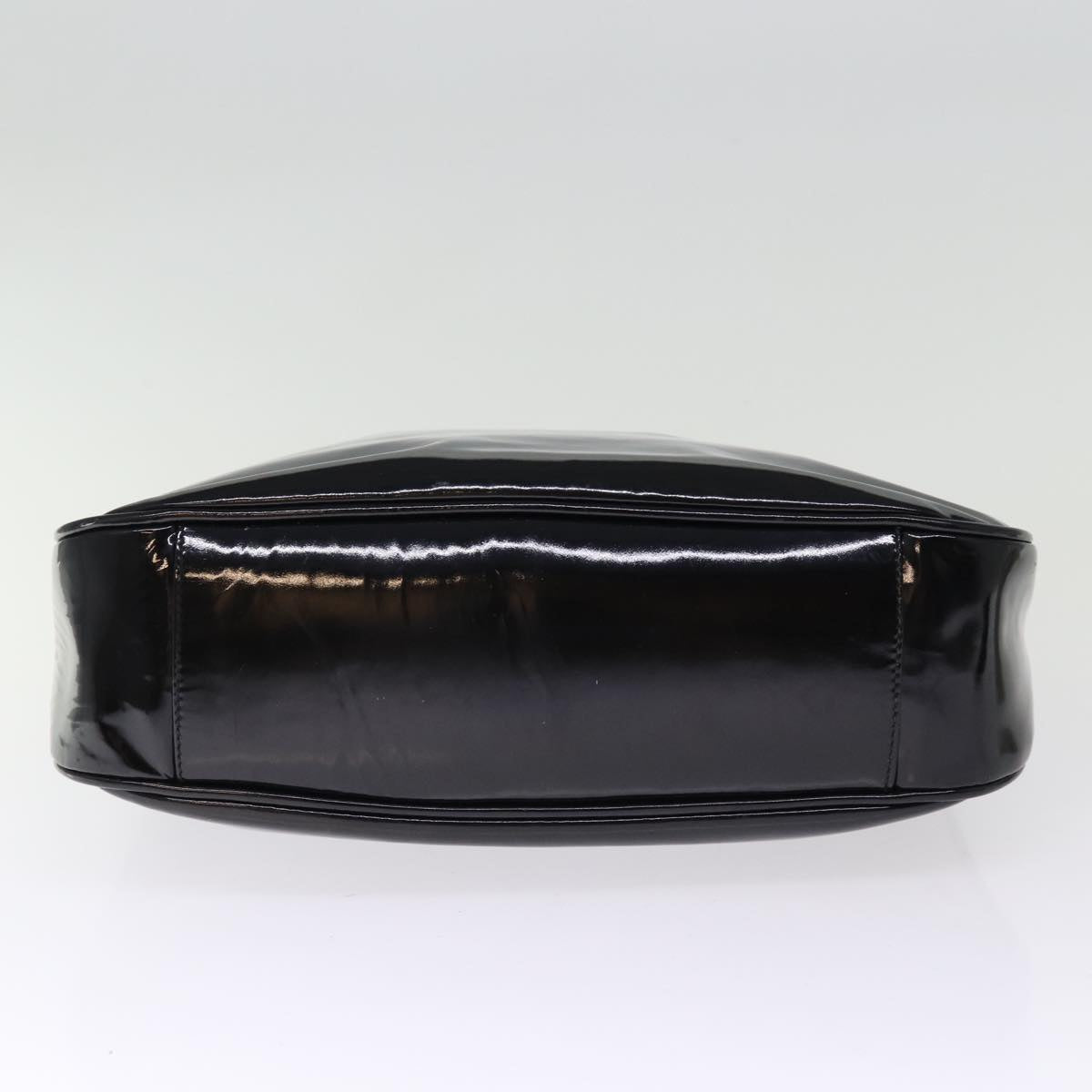 GUCCI Bamboo Shoulder Bag Patent leather 2way Black 001 2113 1638 Auth 75605