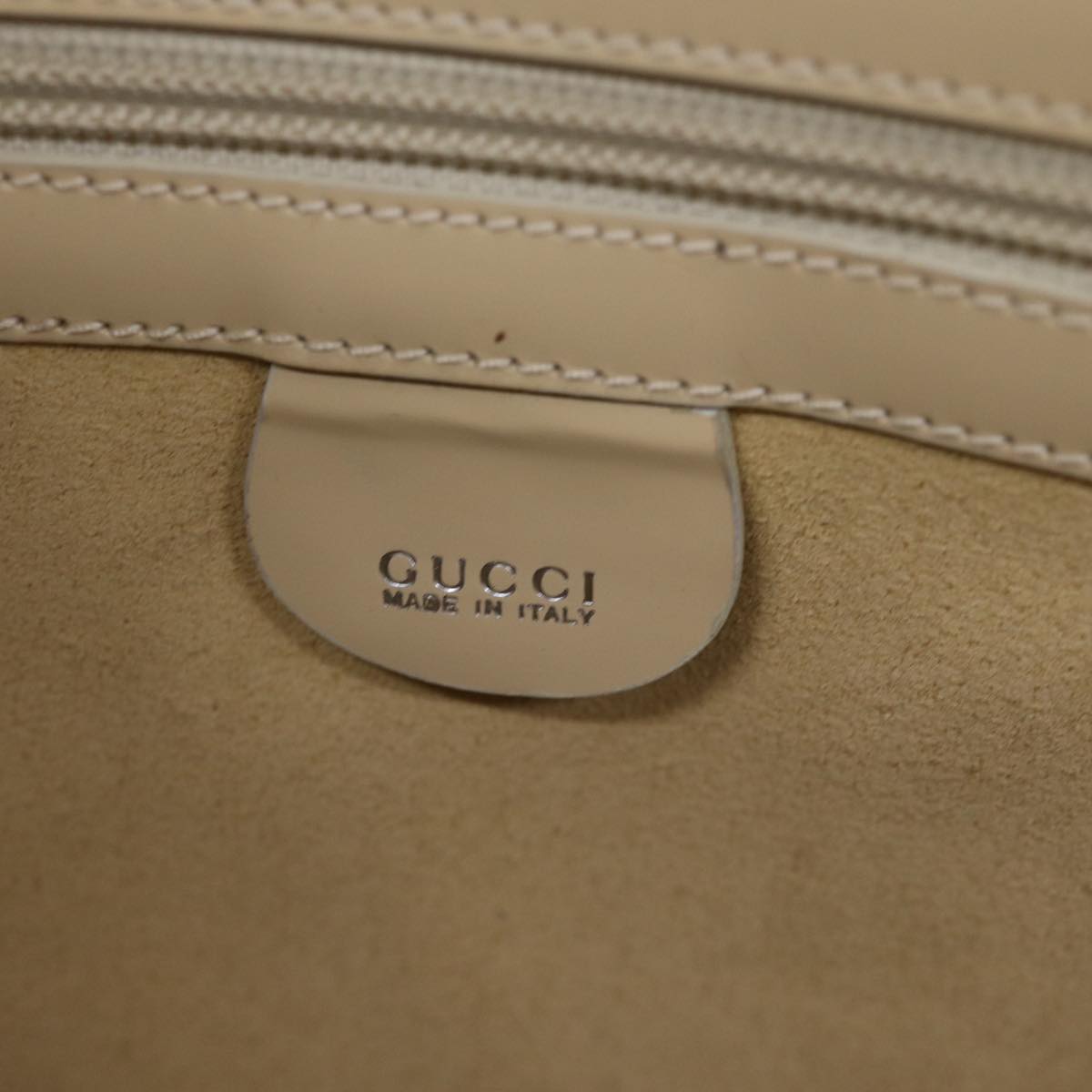 GUCCI Bamboo Hand Bag Patent leather 2way Beige Auth 75606