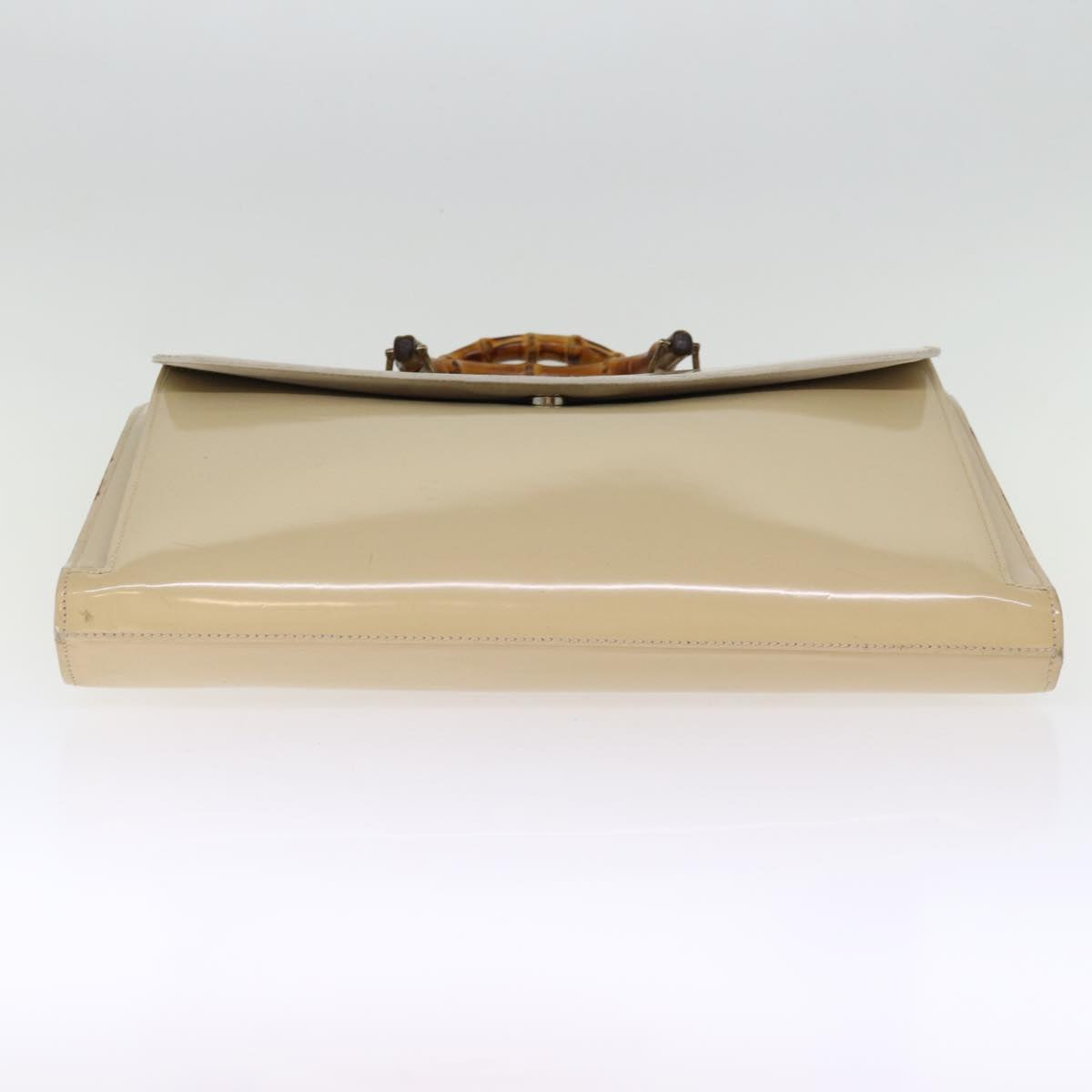 GUCCI Bamboo Hand Bag Patent leather 2way Beige Auth 75606