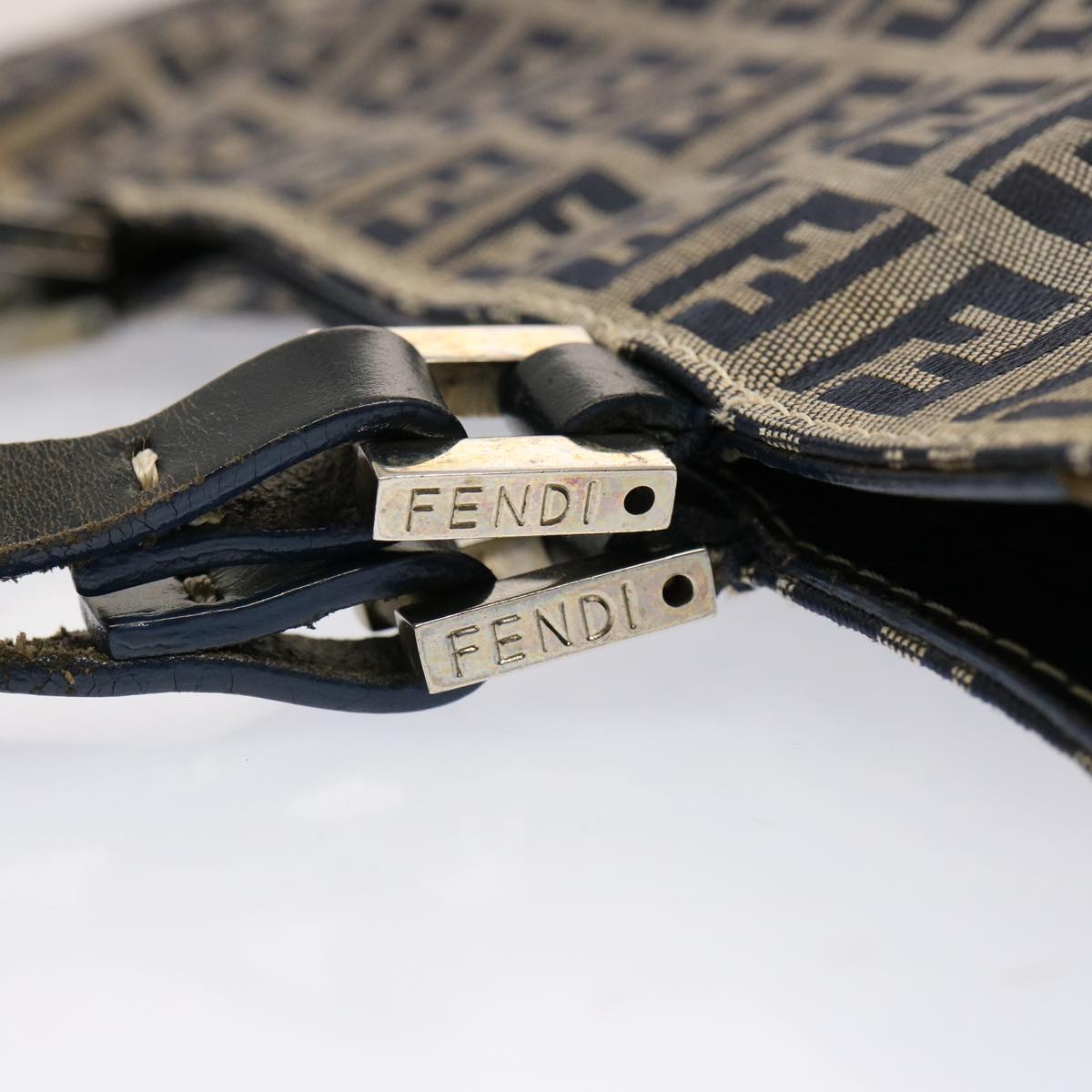 FENDI Zucchino Canvas Tote Bag Navy Auth 75609