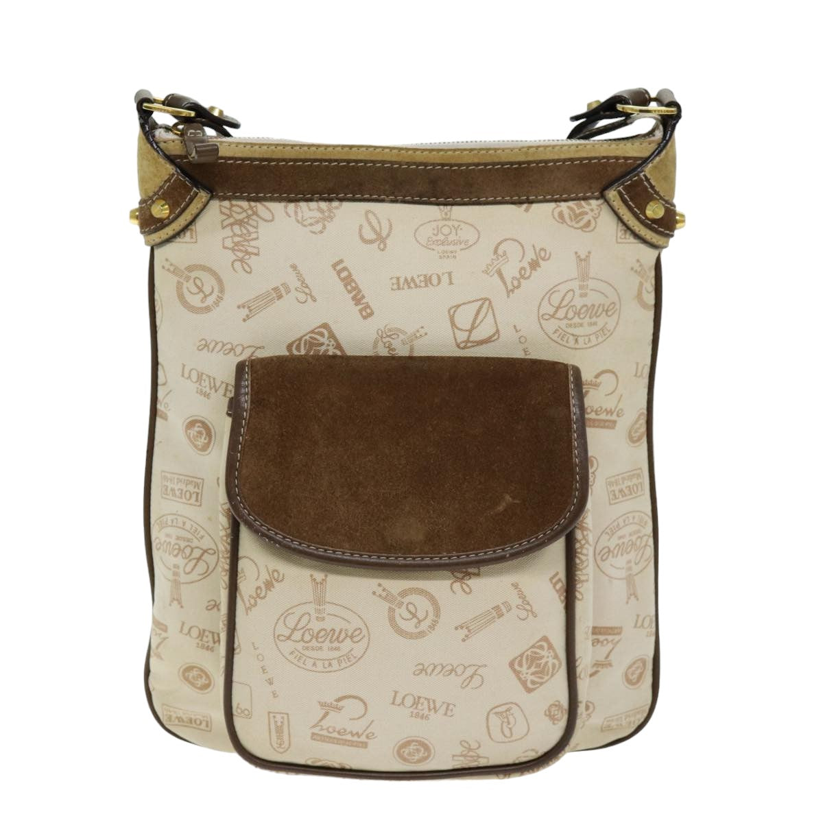 LOEWE Shoulder Bag Canvas Beige Auth 75611