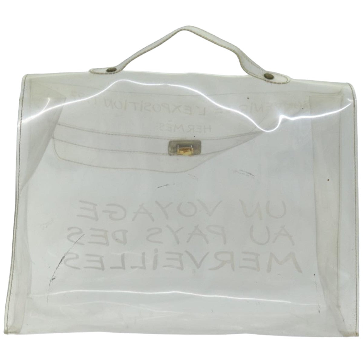 HERMES Vinyl Kelly Hand Bag Vinyl Clear Auth 75612