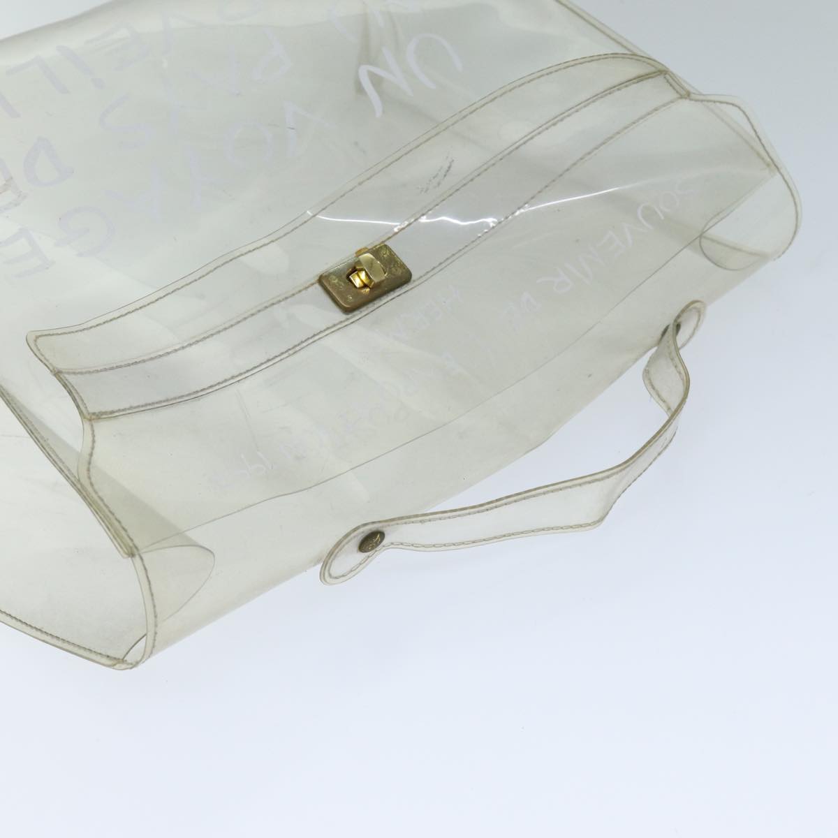 HERMES Vinyl Kelly Hand Bag Vinyl Clear Auth 75612