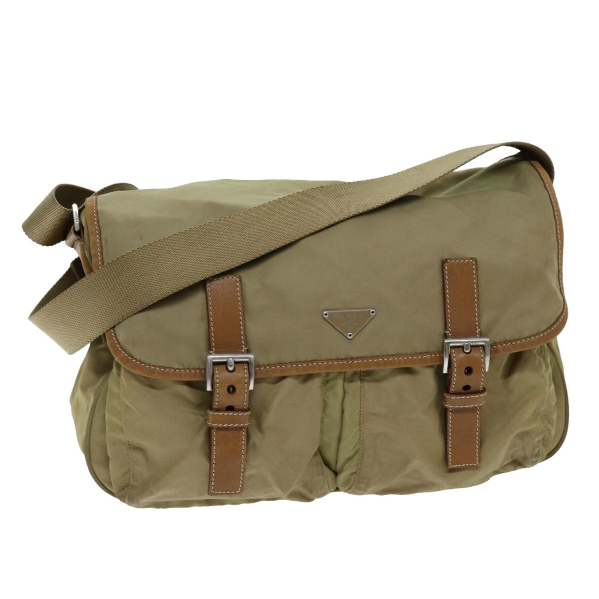 PRADA Shoulder Bag Nylon Beige Auth 75615