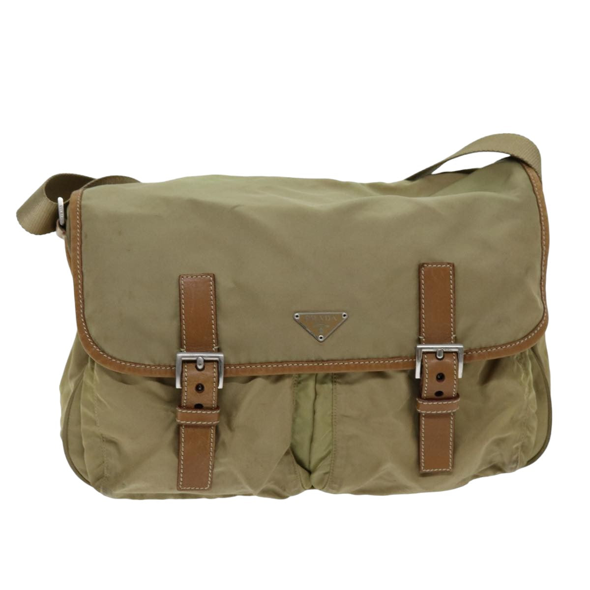 PRADA Shoulder Bag Nylon Beige Auth 75615 - 0