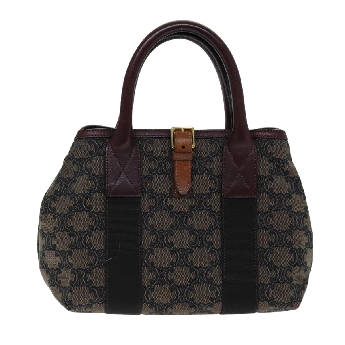 CELINE Triomphe Canvas Hand Bag Brown Auth 75616