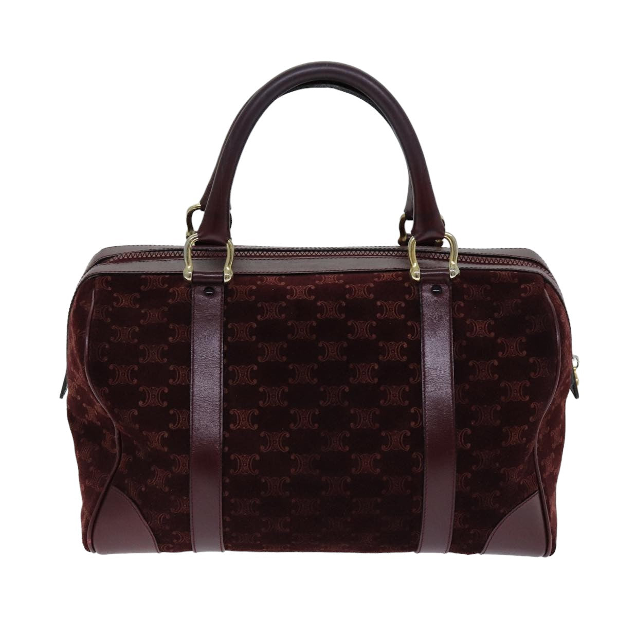 CELINE Macadam Canvas Boston Bag Bordeaux Auth 75617 - 0