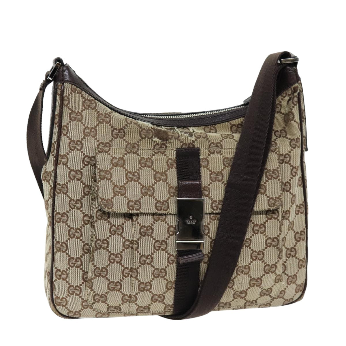 GUCCI GG Canvas Shoulder Bag Beige 131211 Auth 75623