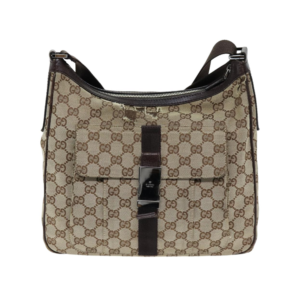 GUCCI GG Canvas Shoulder Bag Beige 131211 Auth 75623