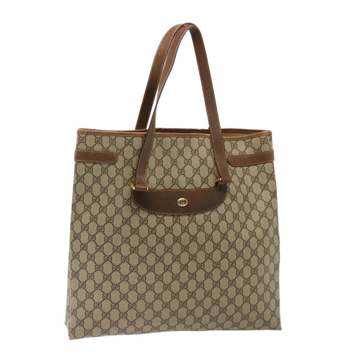 GUCCI GG Supreme Tote Bag PVC Beige 39 02 061 Auth 75624