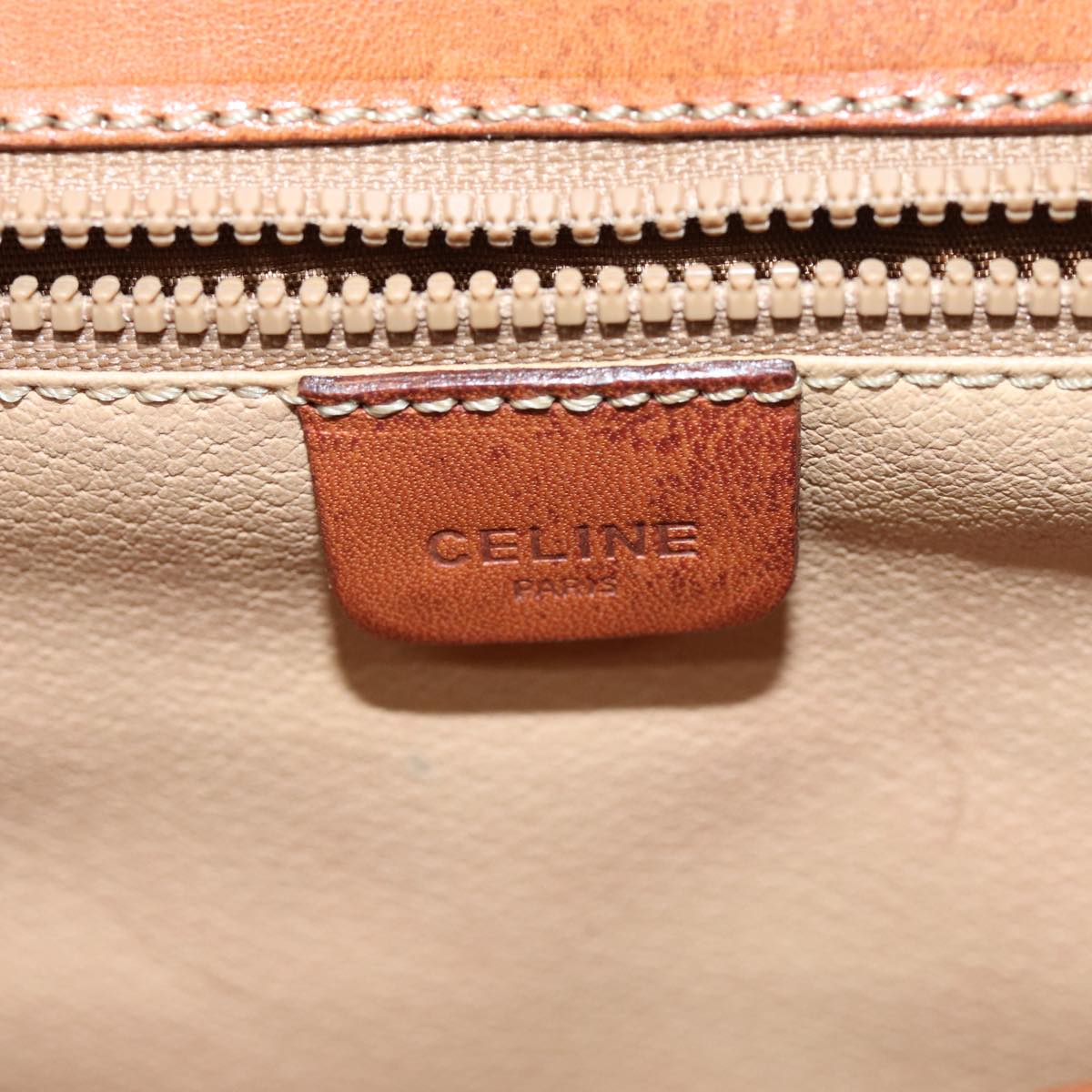 CELINE Macadam Canvas Shoulder Bag Beige Auth 75626