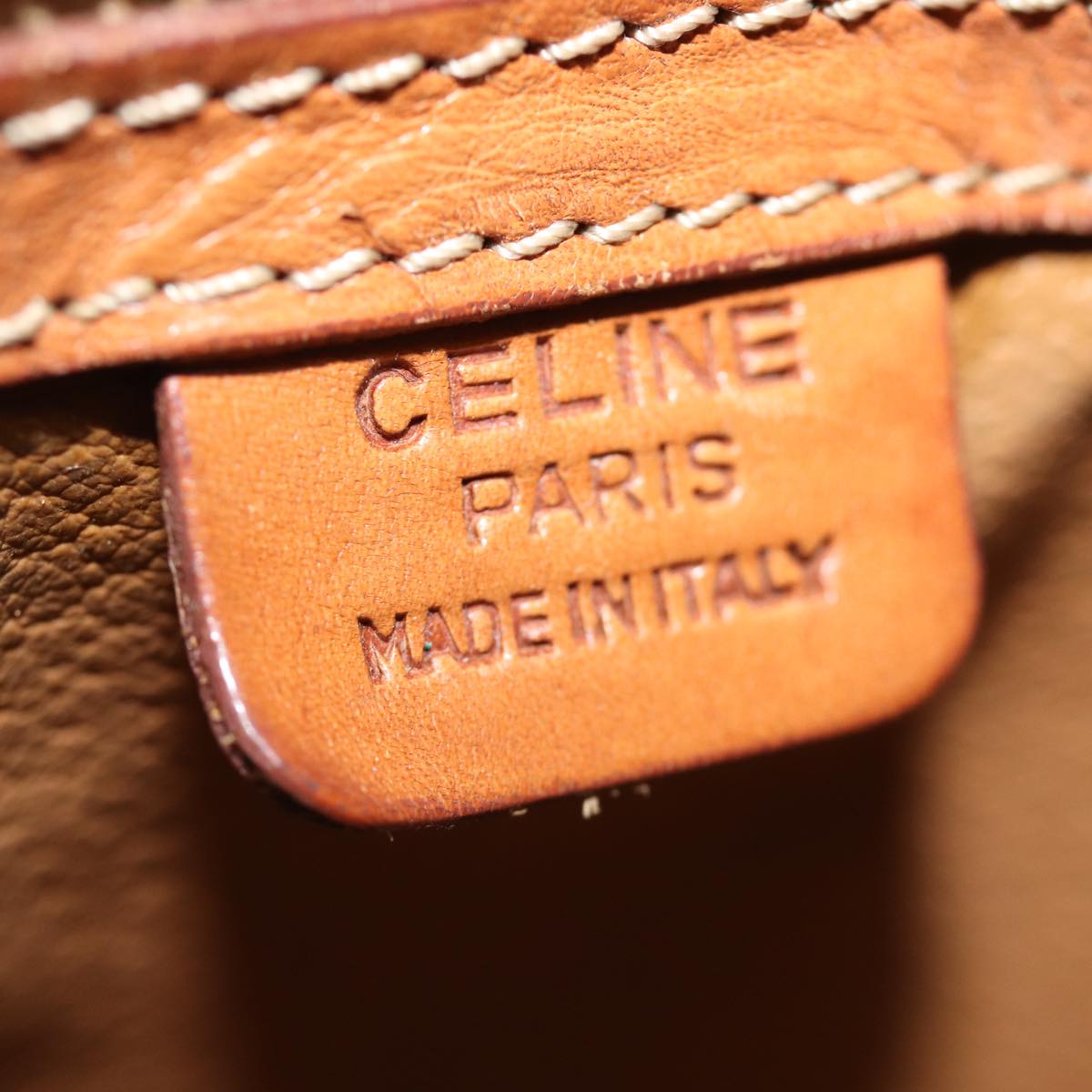 CELINE Macadam Canvas Hand Bag PVC 2way Brown Auth 75627