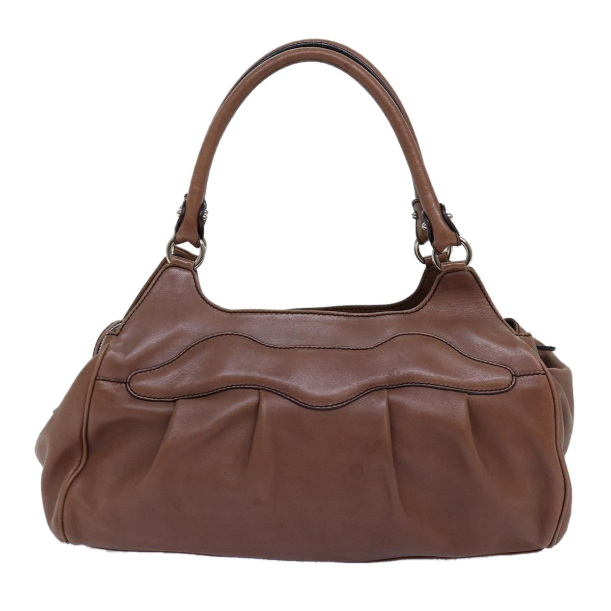 Salvatore Ferragamo Gancini Hand Bag Leather Brown Auth 75631 - 0