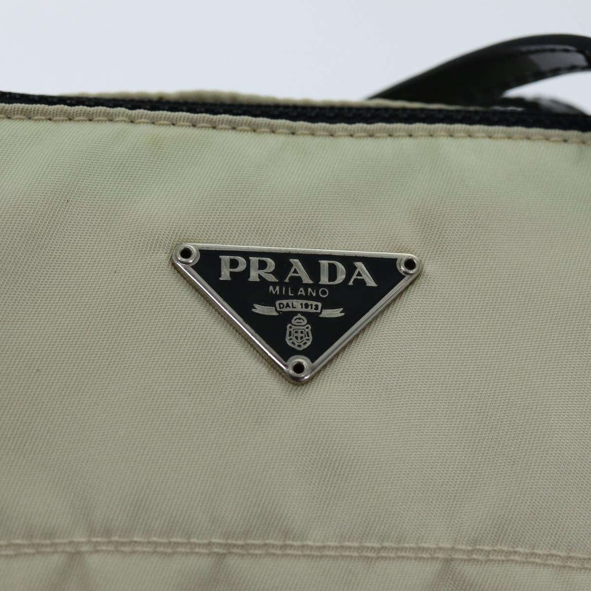 PRADA Hand Bag Nylon White Auth 75632