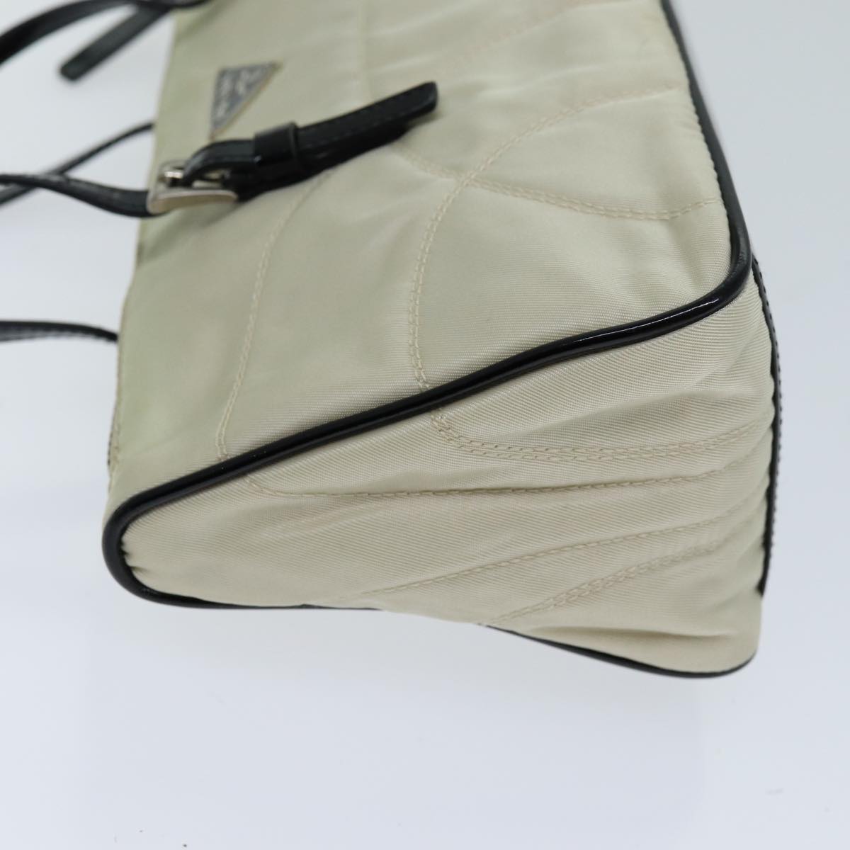 PRADA Hand Bag Nylon White Auth 75632