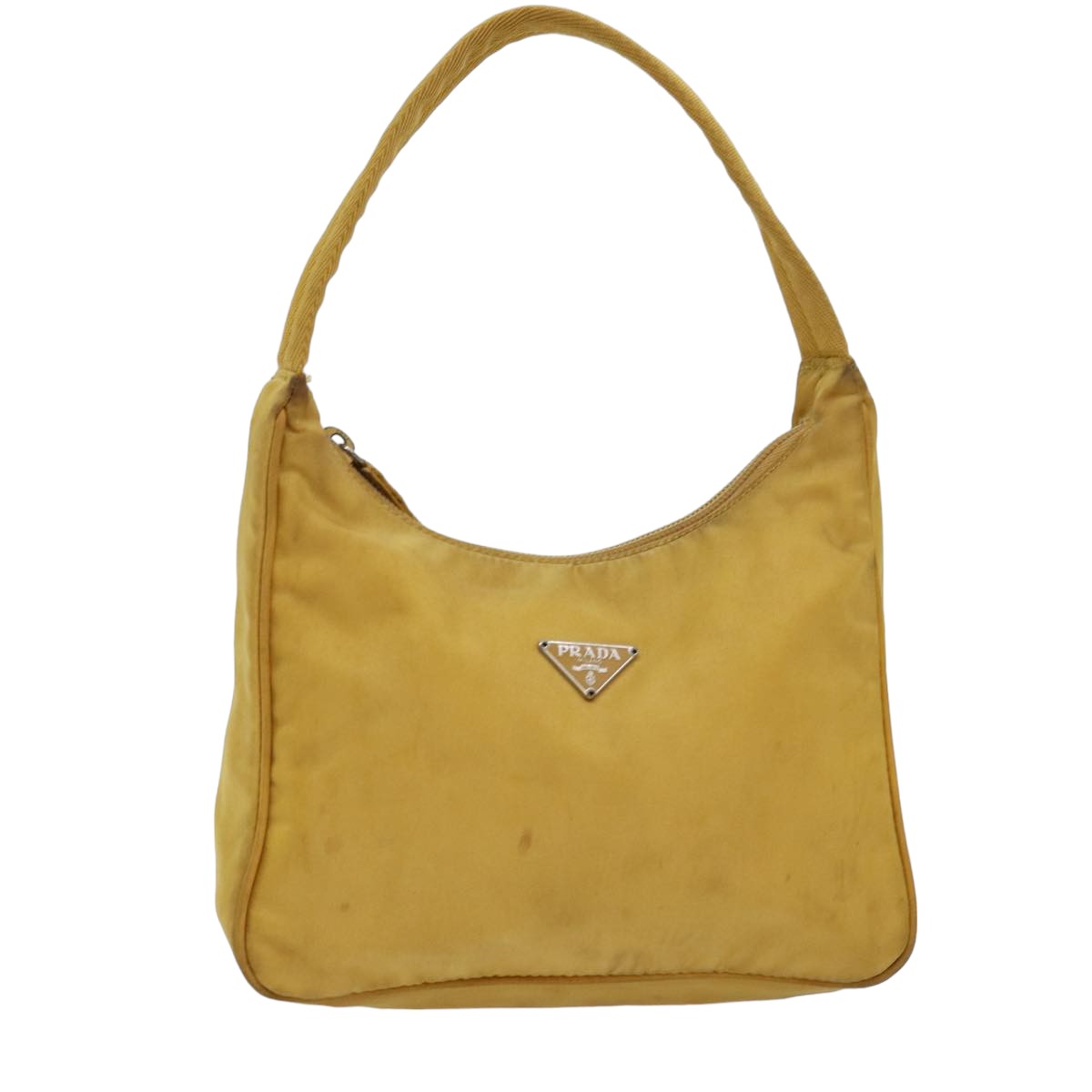 PRADA Hand Bag Nylon Yellow Auth 75633