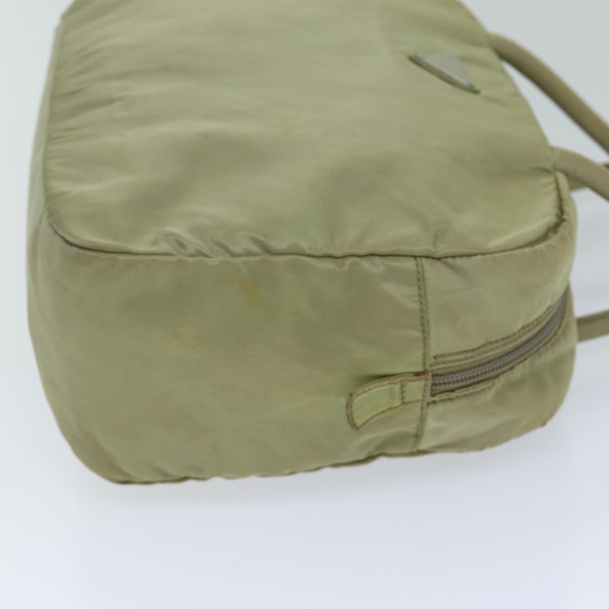 PRADA Hand Bag Nylon Beige Auth 75637