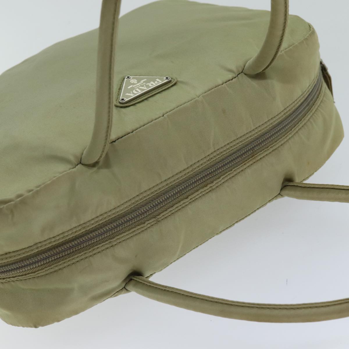 PRADA Hand Bag Nylon Beige Auth 75637