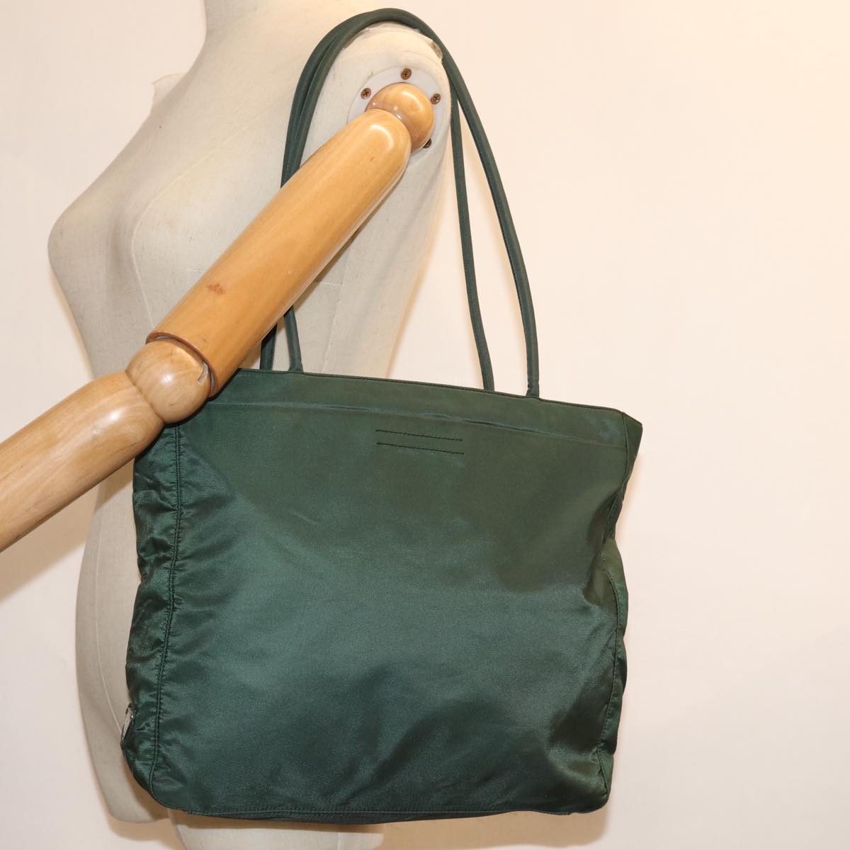 PRADA Tote Bag Nylon Green Auth 75640