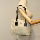 PRADA Hand Bag Nylon Cream Auth 75644-24