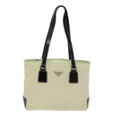 PRADA Hand Bag Nylon Cream Auth 75644-13