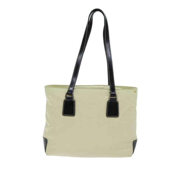 PRADA Hand Bag Nylon Cream Auth 75644