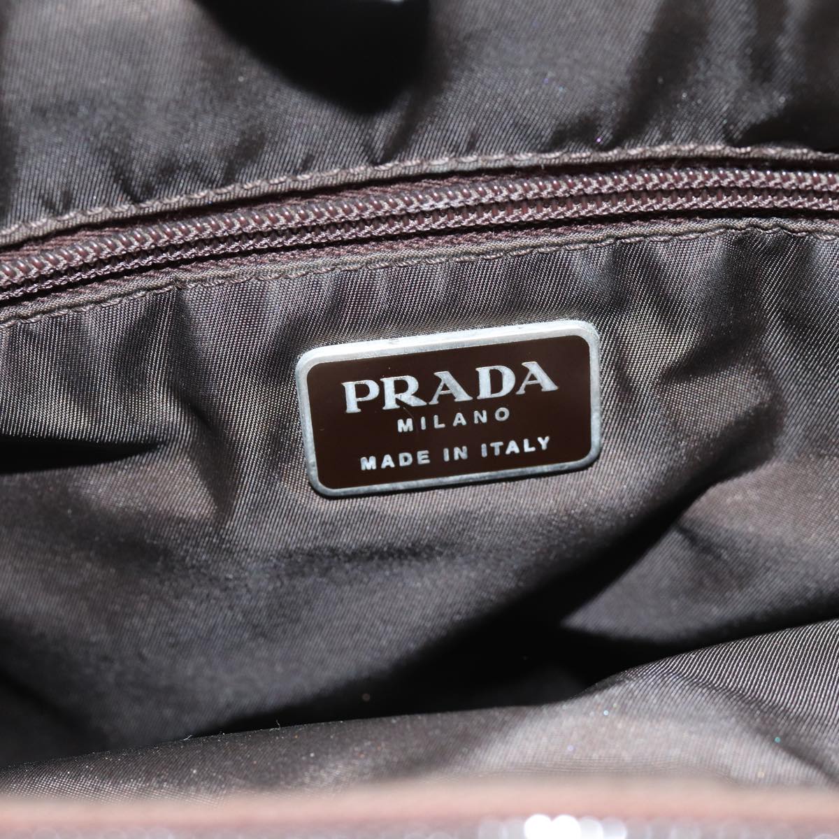 PRADA Hand Bag Nylon Brown Auth 75646