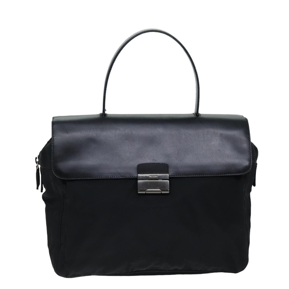 PRADA Hand Bag Nylon Black Auth 75647 - 0