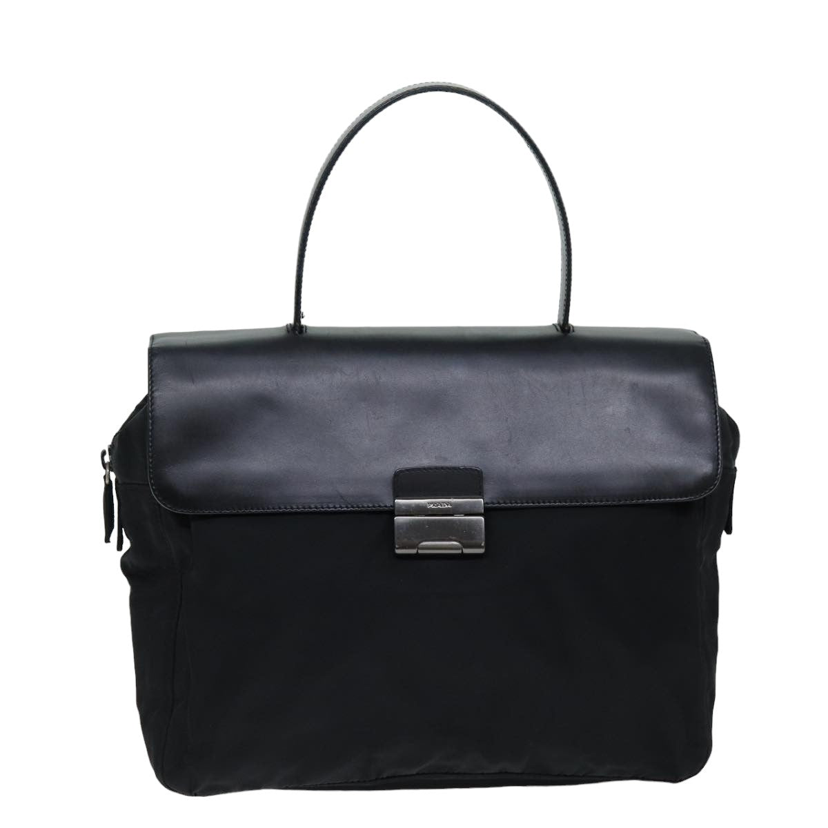 PRADA Hand Bag Nylon Black Auth 75647